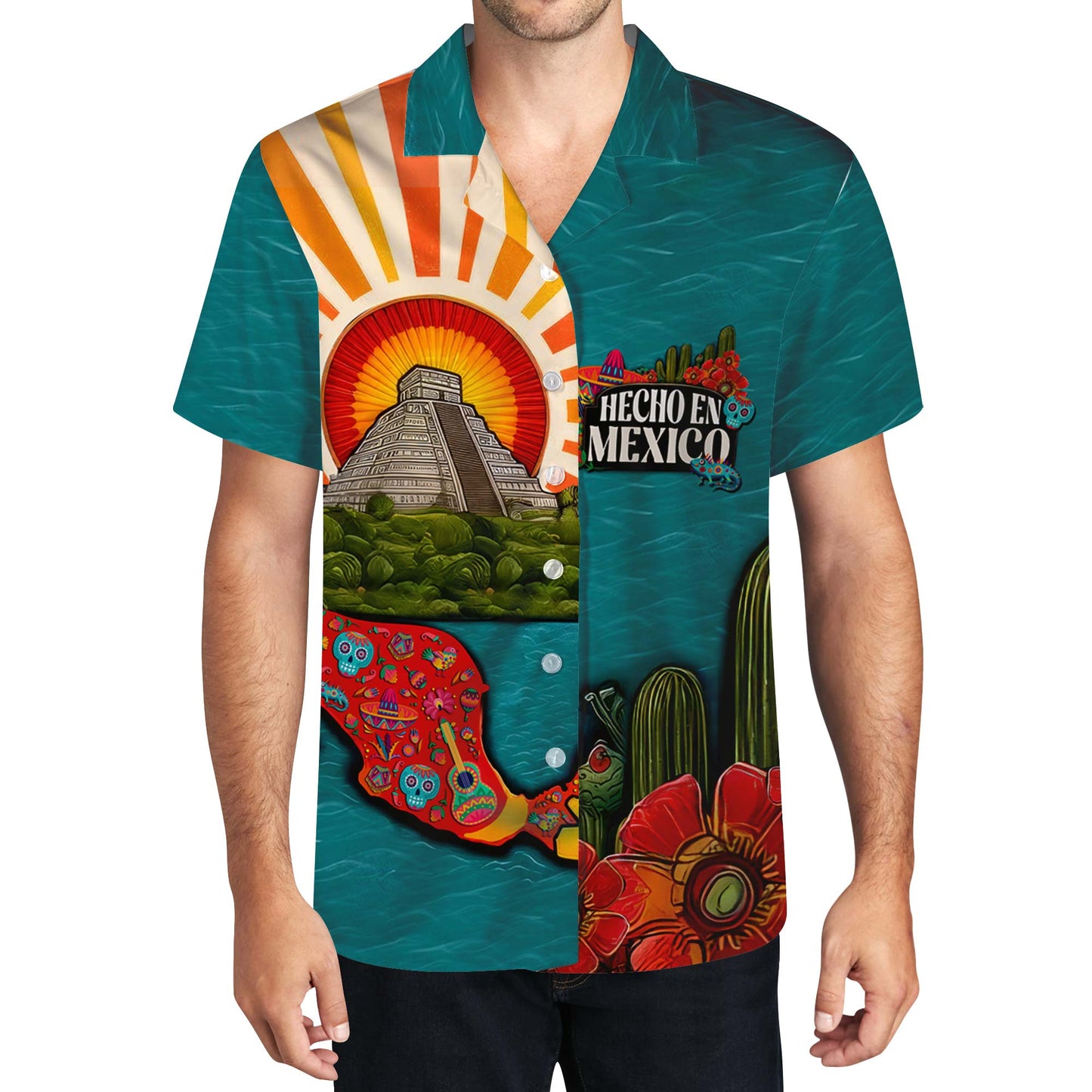 HECHO EN MEXICO - Camisa hawaiana unisex personalizada personalizada - HW_MX13