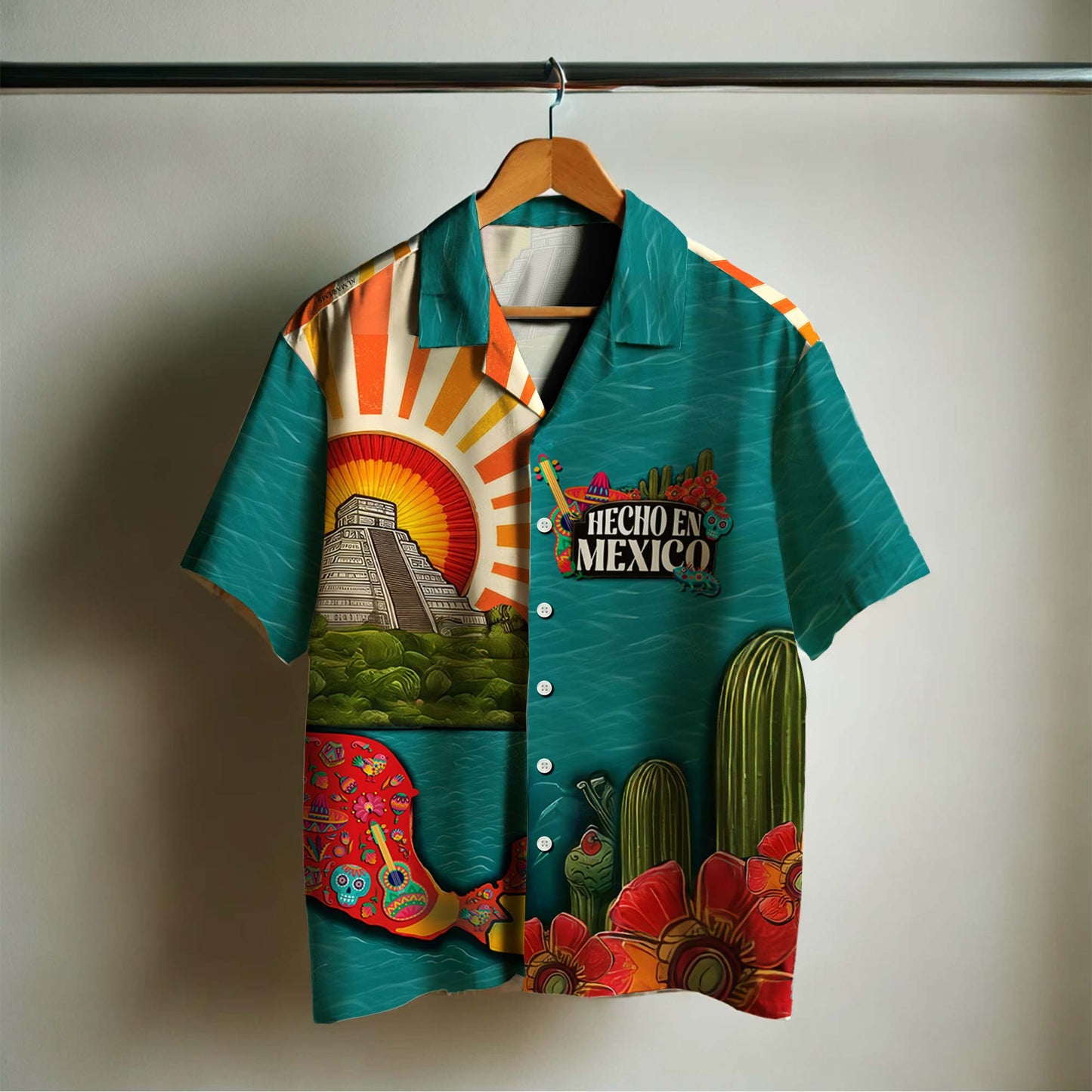 HECHO EN MEXICO - Camisa hawaiana unisex personalizada personalizada - HW_MX13
