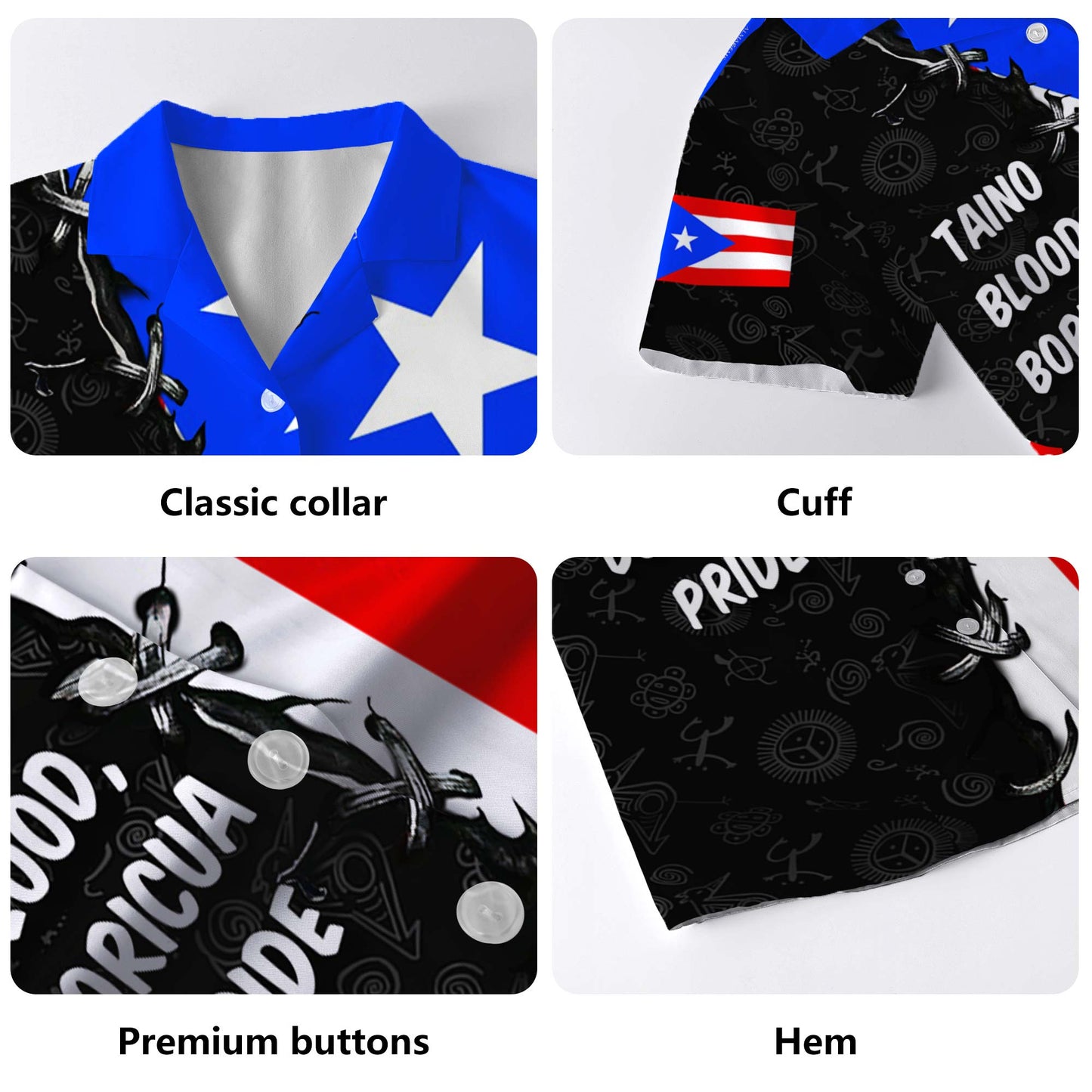 Sang Taino, fierté Boricua – Chemise hawaïenne unisexe personnalisée – HW_MX41