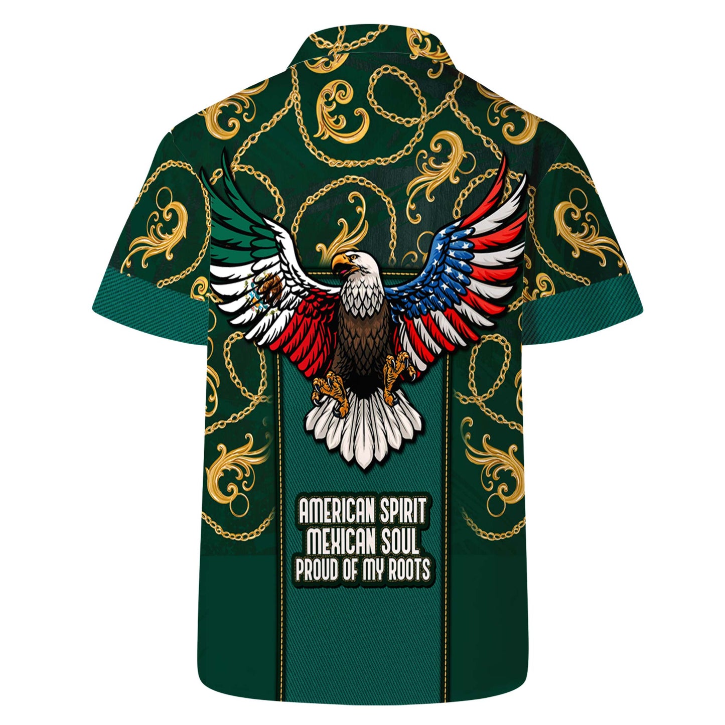 Espíritu americano, alma mexicana, orgulloso de mis raíces - Camisa hawaiana unisex personalizada - HW_MX48
