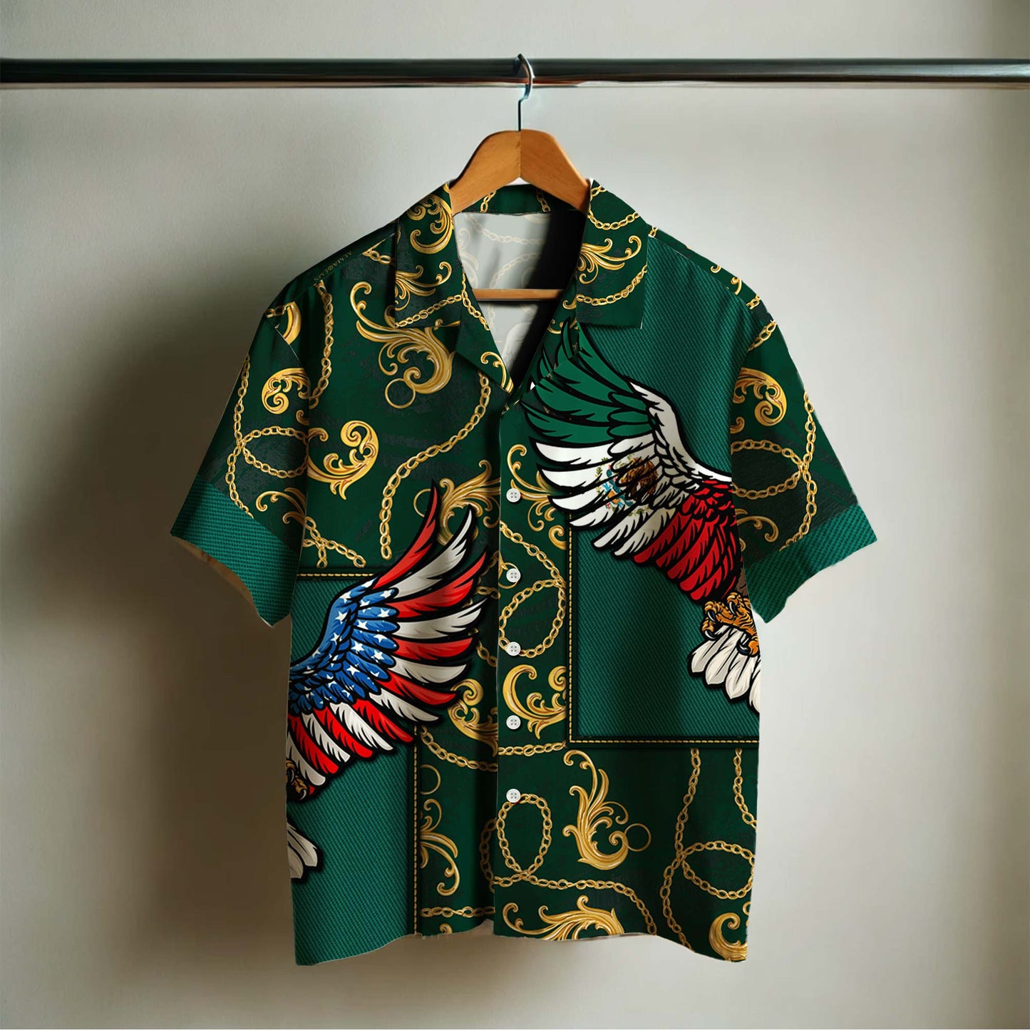 Espíritu americano, alma mexicana, orgulloso de mis raíces - Camisa hawaiana unisex personalizada - HW_MX48