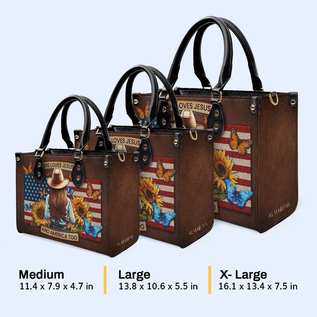 Ella ama a Jesús y a Estados Unidos también - Bolso de mano de cuero personalizado - IND08