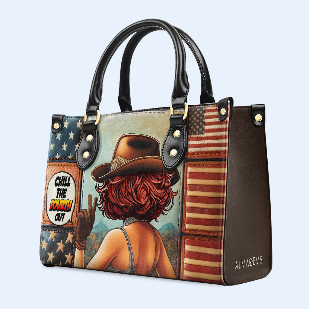 Chill The Fourth Out - Bolso de mano de cuero personalizado - IND11