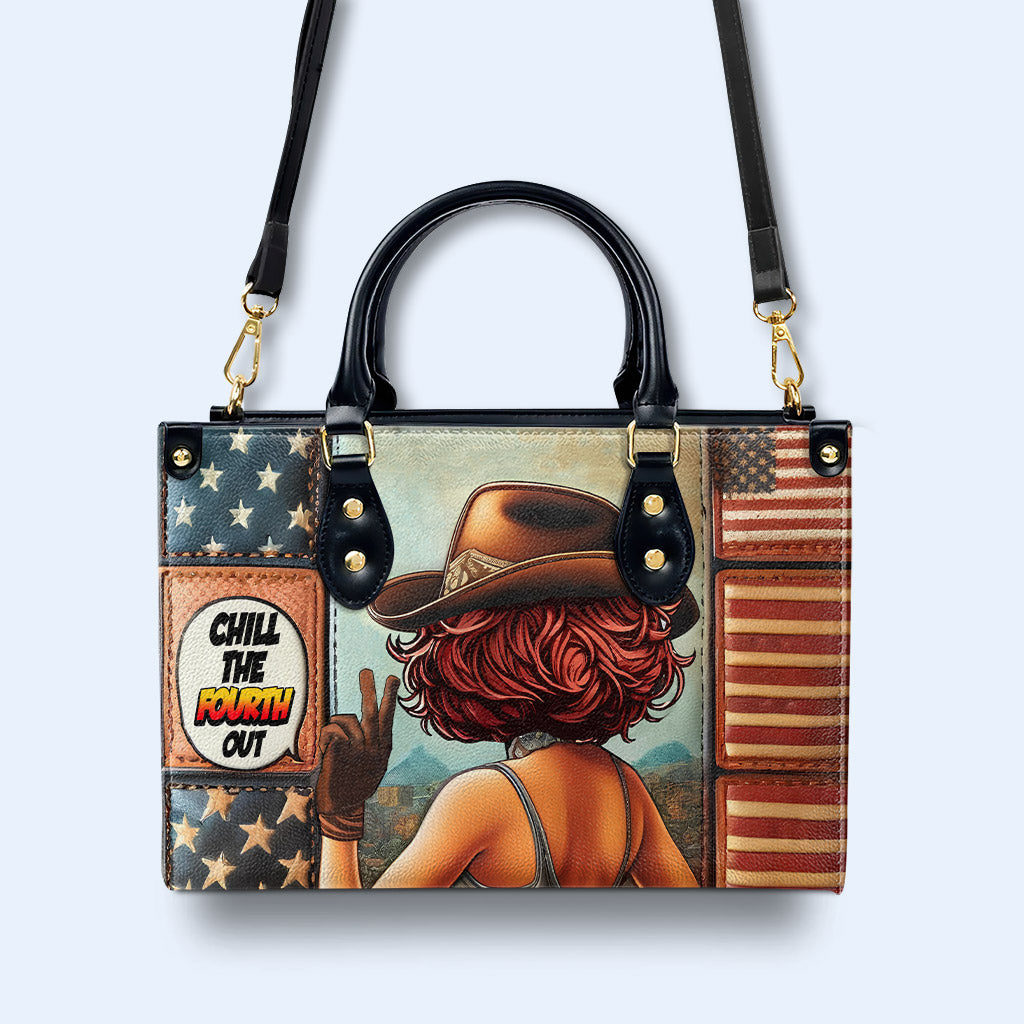 Chill The Fourth Out - Bolso de mano de cuero personalizado - IND11