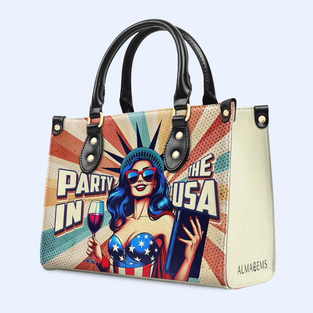 Party In The USA - Personalized Custom Leather Handbag - IND15