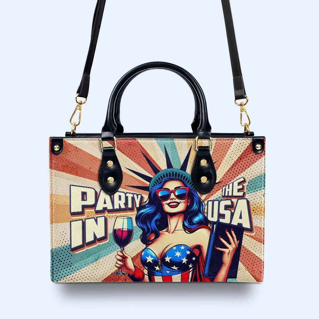 Party In The USA - Personalized Custom Leather Handbag - IND15