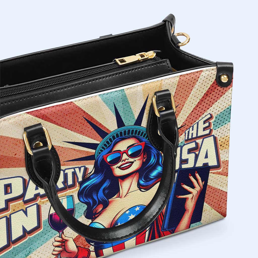 Party In The USA - Personalized Custom Leather Handbag - IND15