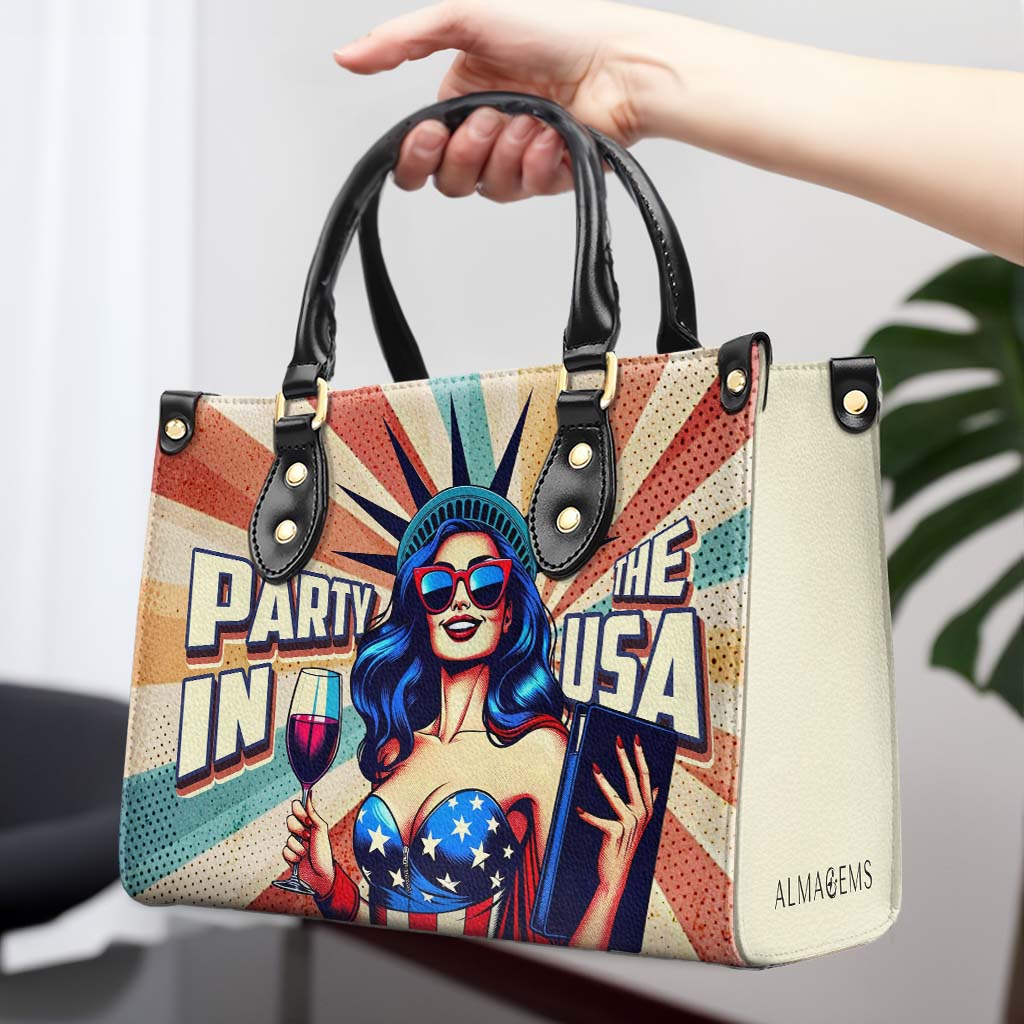 Party In The USA - Personalized Custom Leather Handbag - IND15