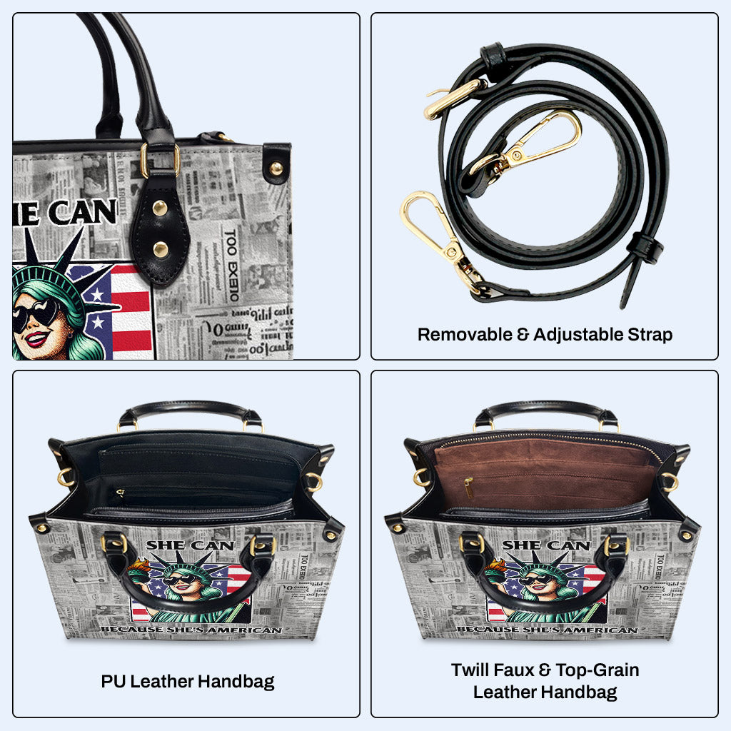 She Can Because She's American - Leather Handbag - IND16