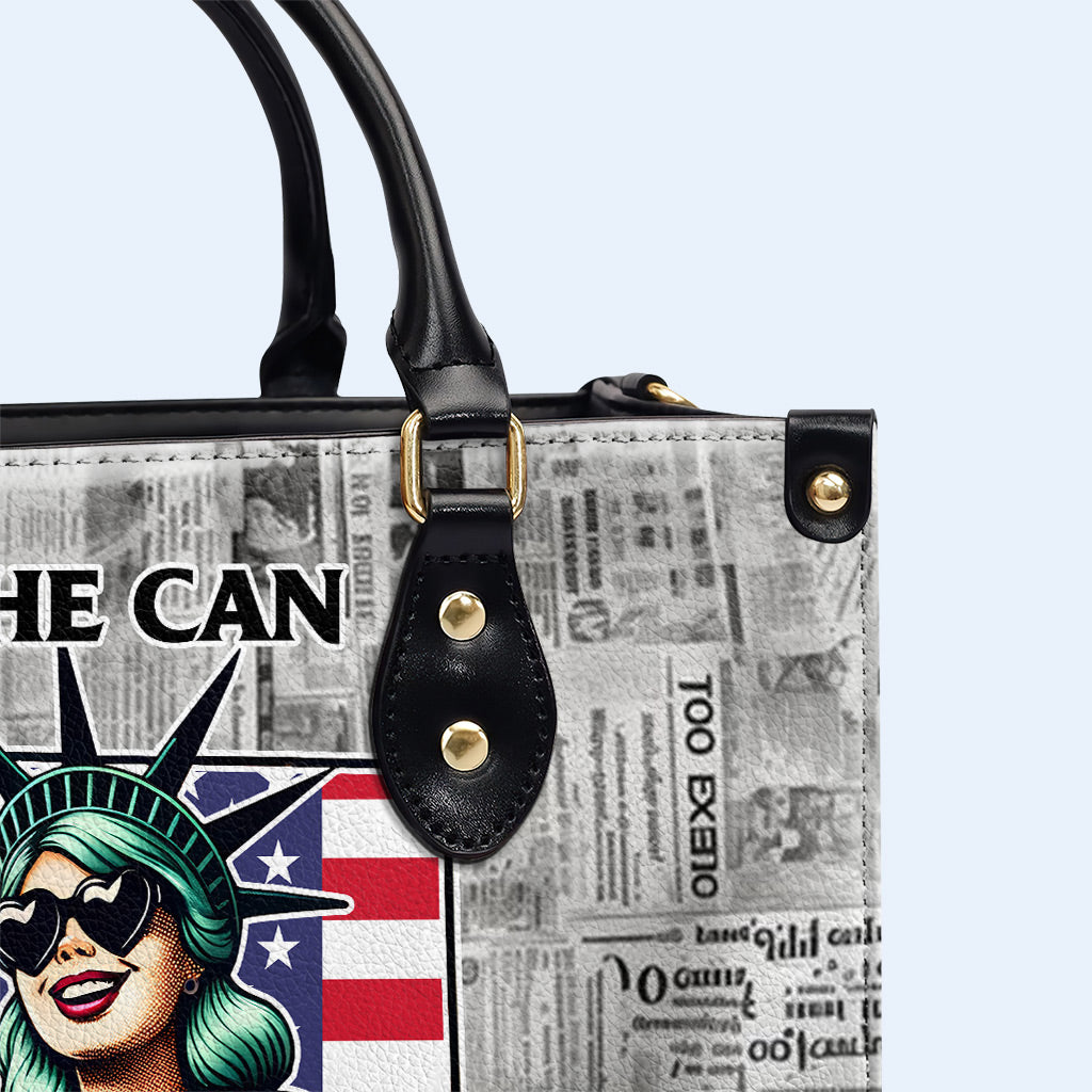 She Can Because She's American - Leather Handbag - IND16