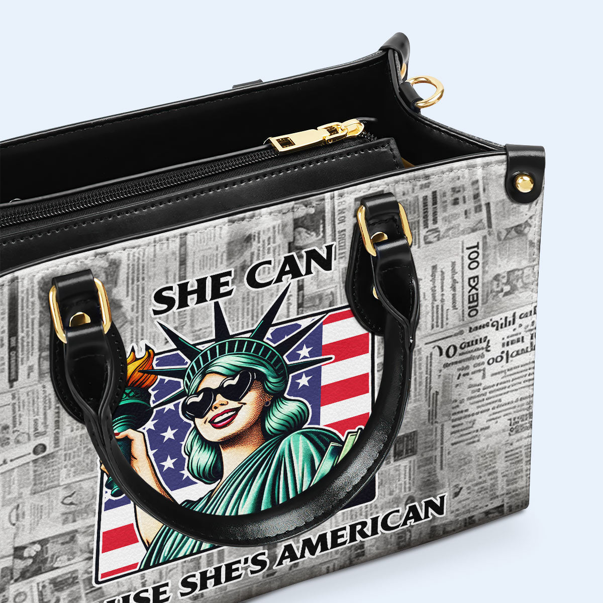 She Can Because She's American - Leather Handbag - IND16