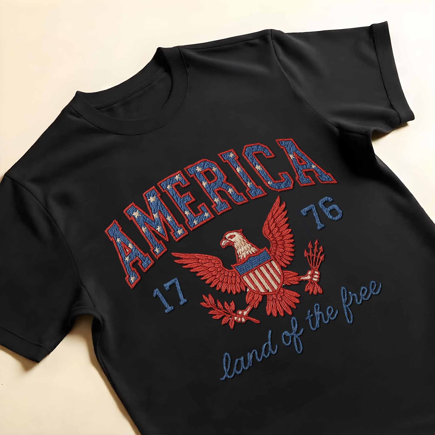 America 1776 Land Of The Free With Eagle And Laurel Wreath