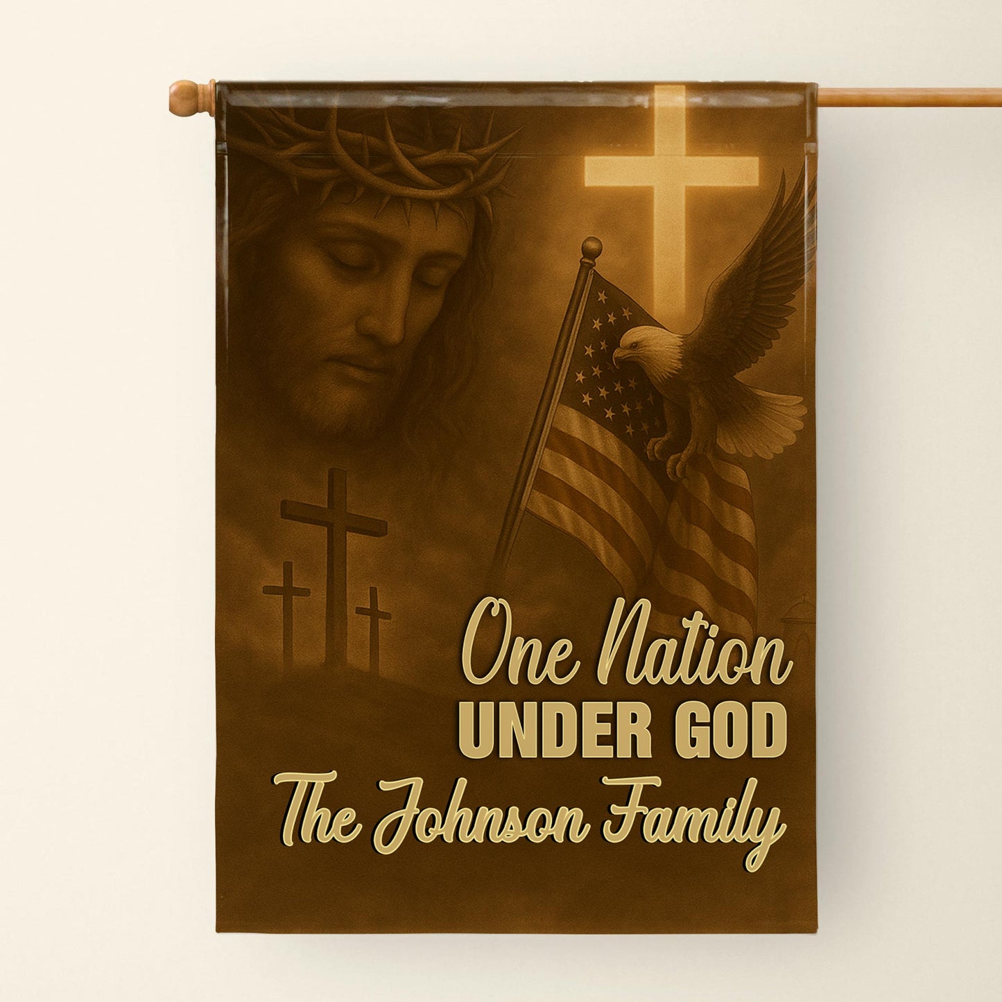 One Nation Under God, Jesus, Cross, American Flag, Eagle