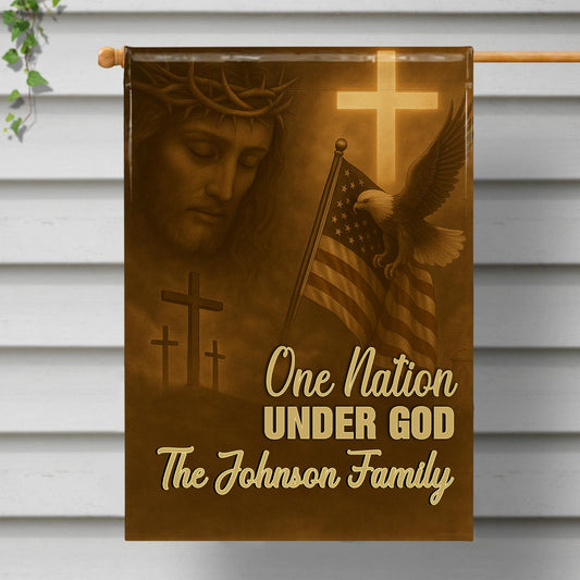 One Nation Under God, Jesus, Cross, American Flag, Eagle