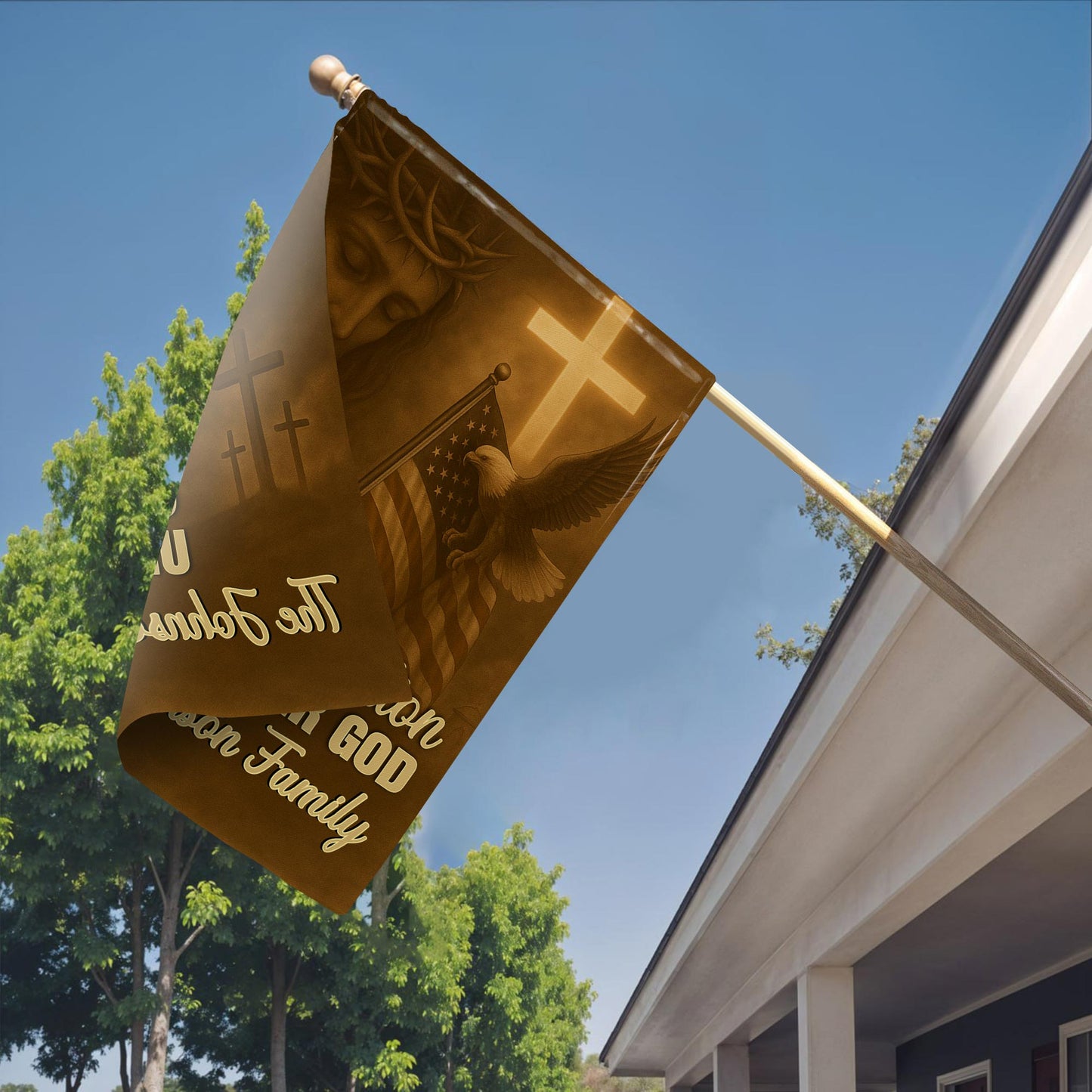 One Nation Under God, Jesus, Cross, American Flag, Eagle