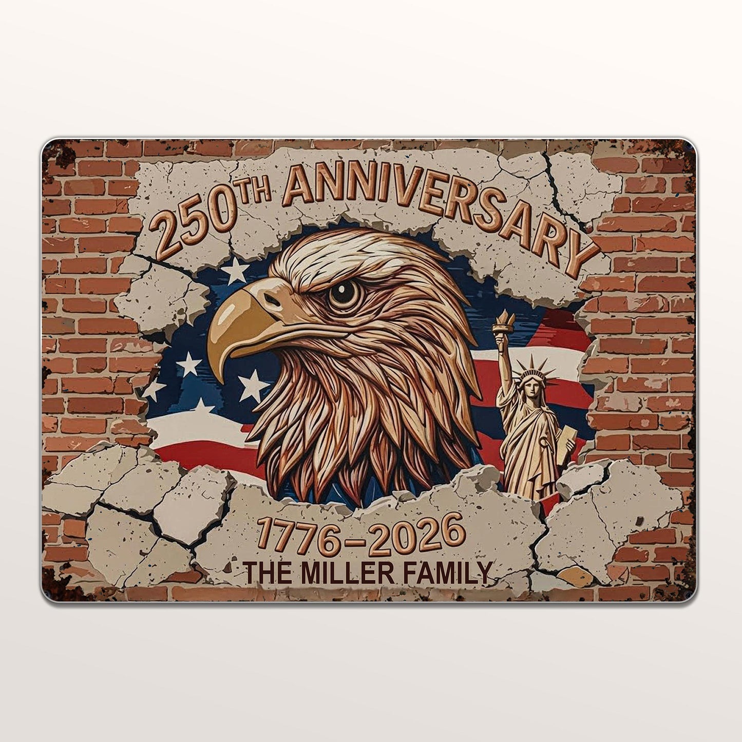 250th Anniversary Celebrating With Eagle And American Flag