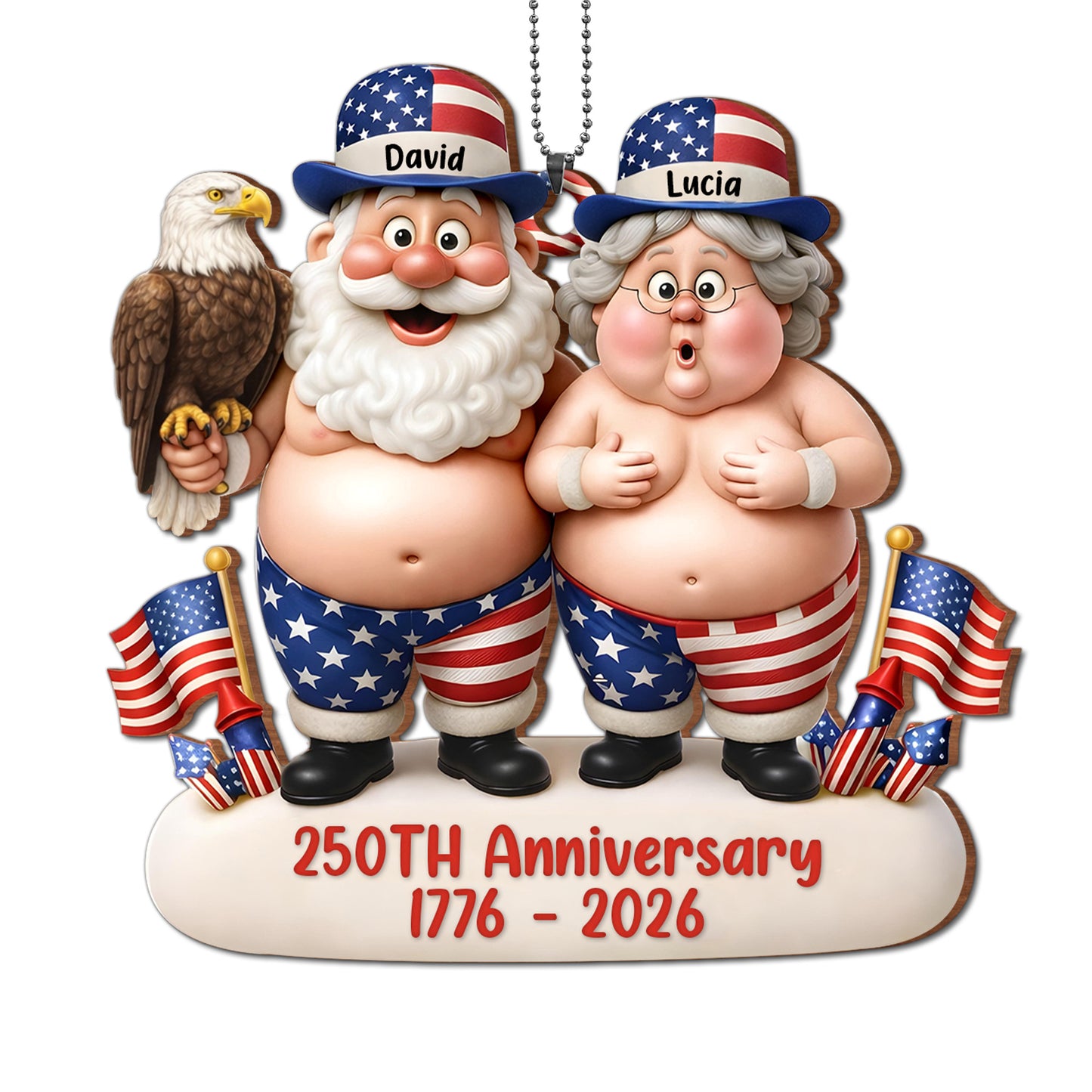 Celebrating Our Freedom And Anniversary With American Flags And Eagle