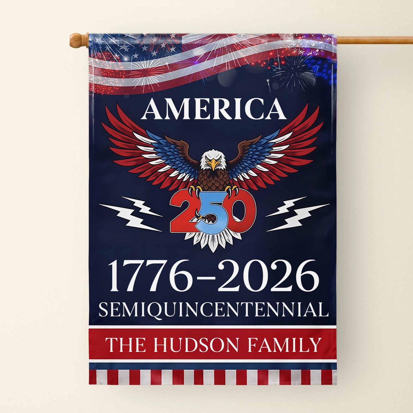 Celebrate The Spirit Of America With Eagle And Fireworks Flag