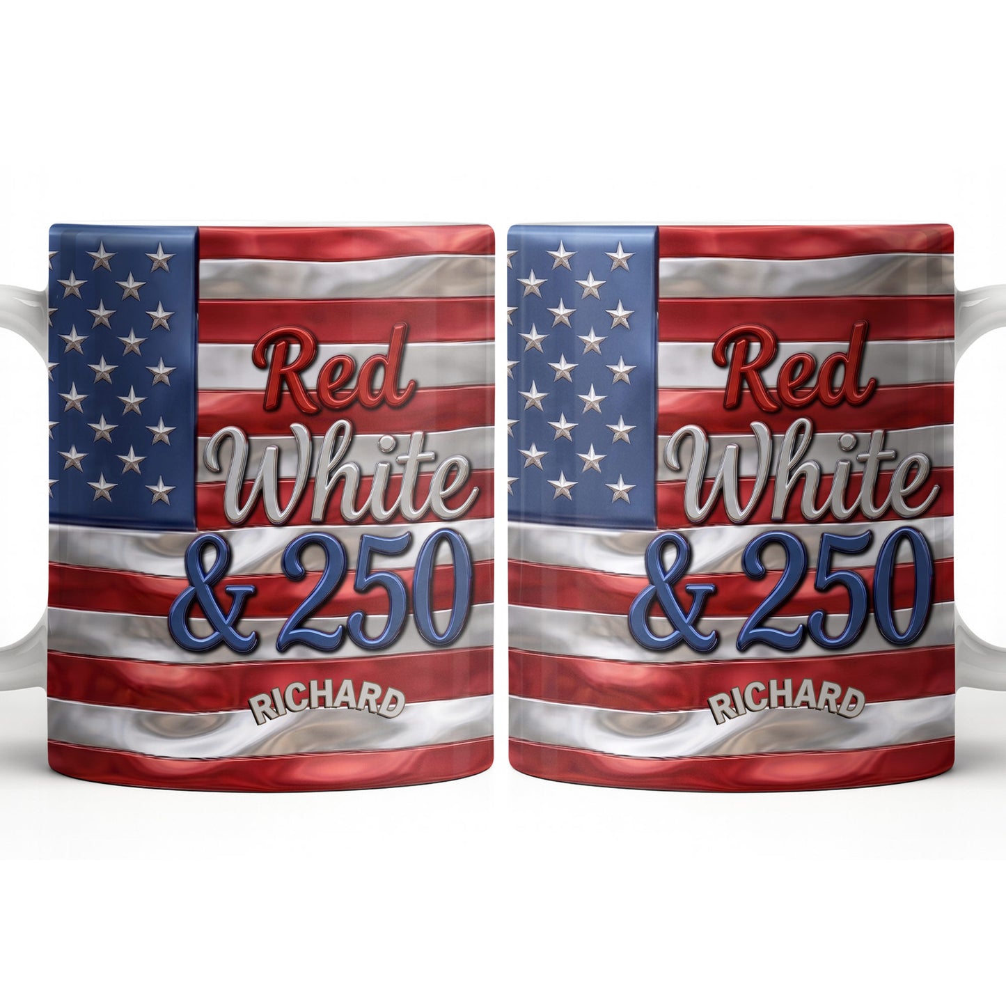 Red White And 250 USA Flag Patriotic Design - Personalized Custom Coffee Mug - INDE367_MG