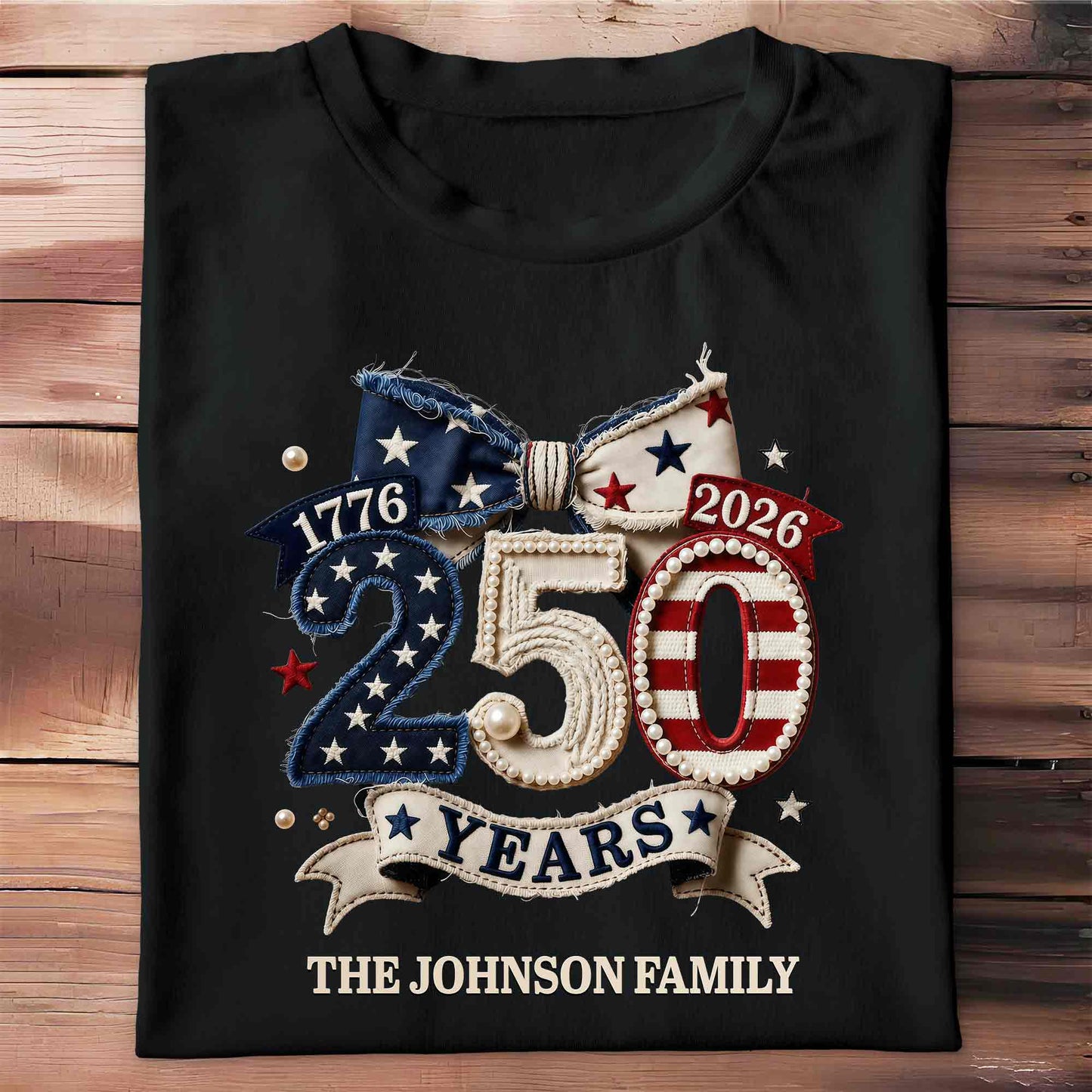 Years Of Independence Custom Family Name Stars And Stripes Bow - Personalized Custom Unisex T-shirt, Hoodie - INDE402_BBAS