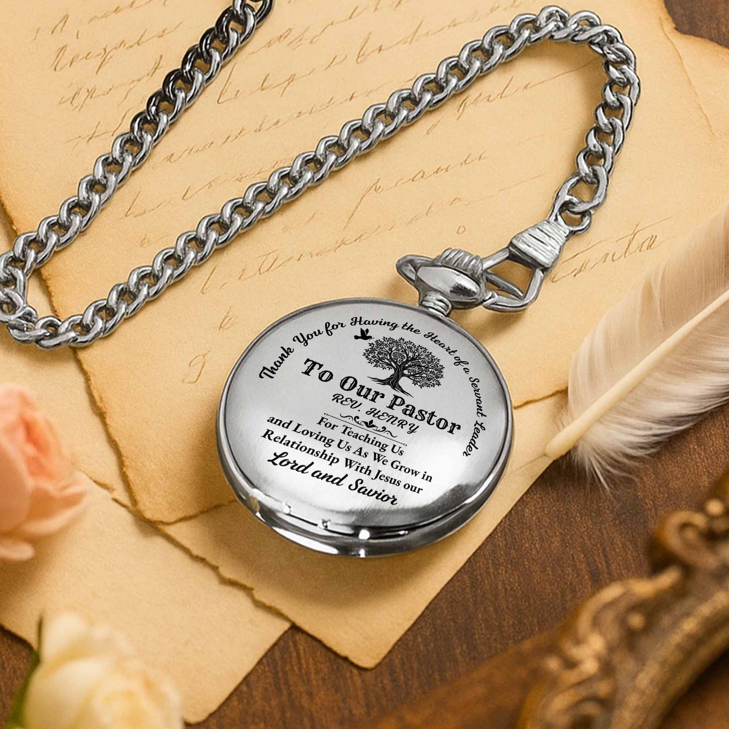 Thank You For Teaching Us, Tree Design Silver Plated Watch