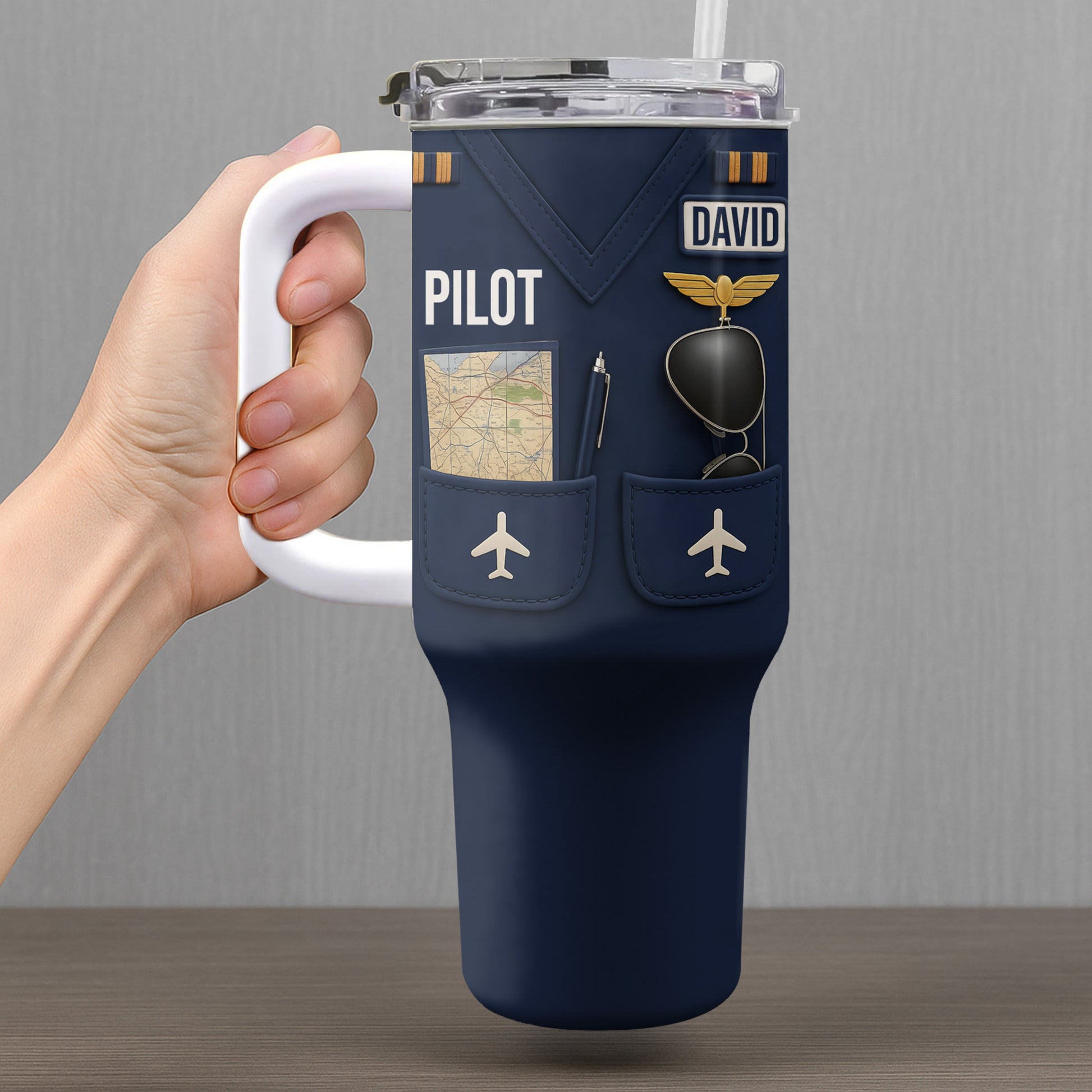 Pilot, Airplane and Map Design Tumbler