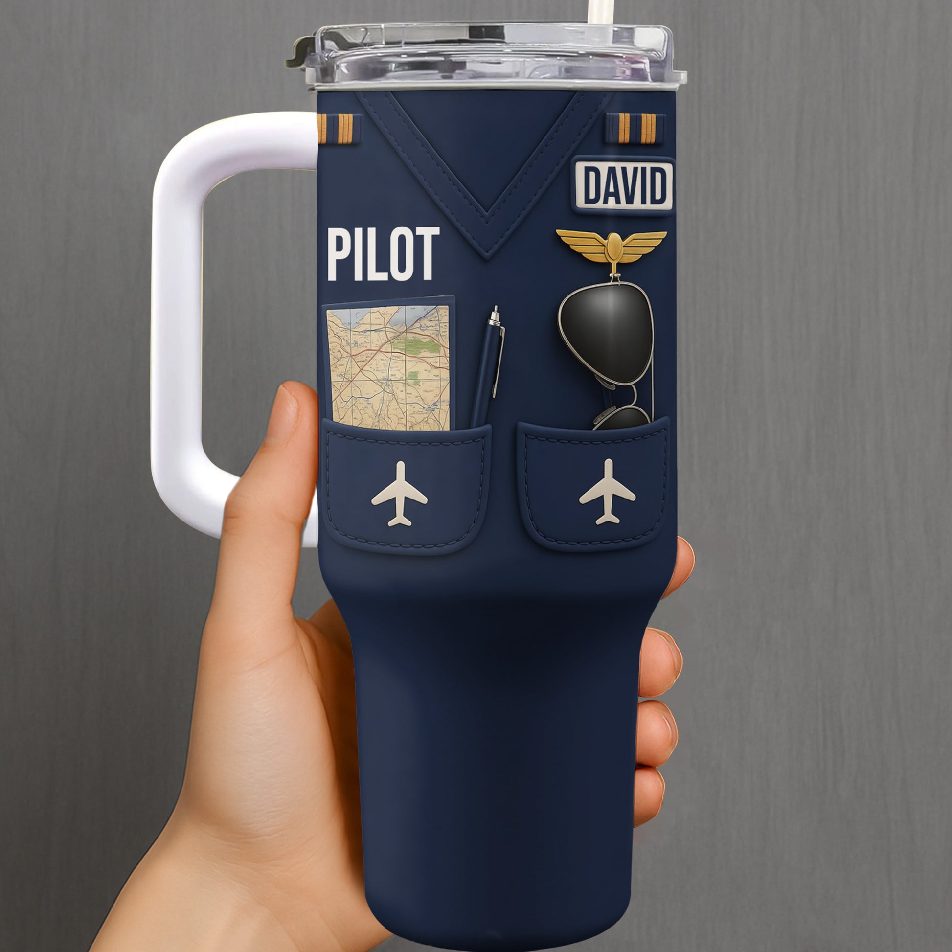 Pilot, Airplane and Map Design Tumbler