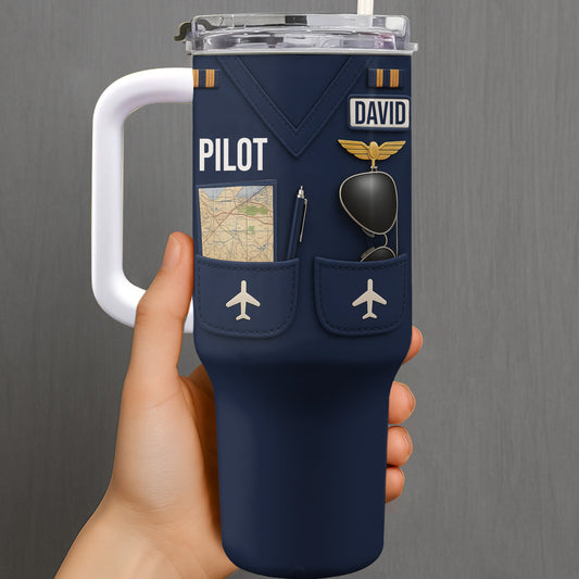 Pilot, Airplane and Map Design Tumbler