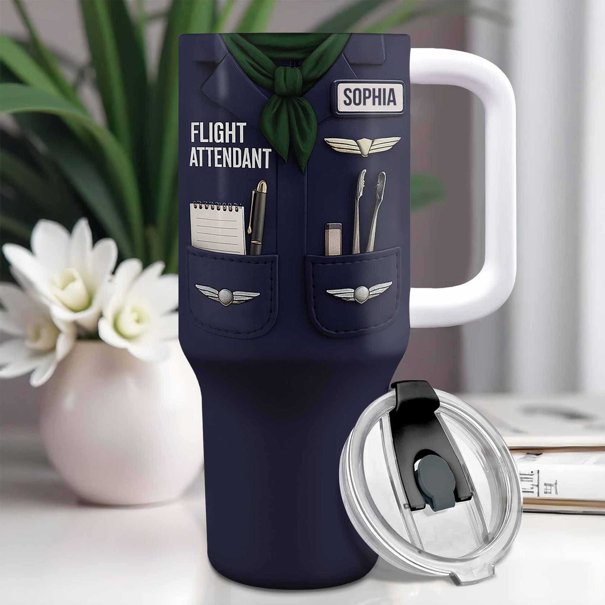 Flight Attendant Essentials Themed Tumbler
