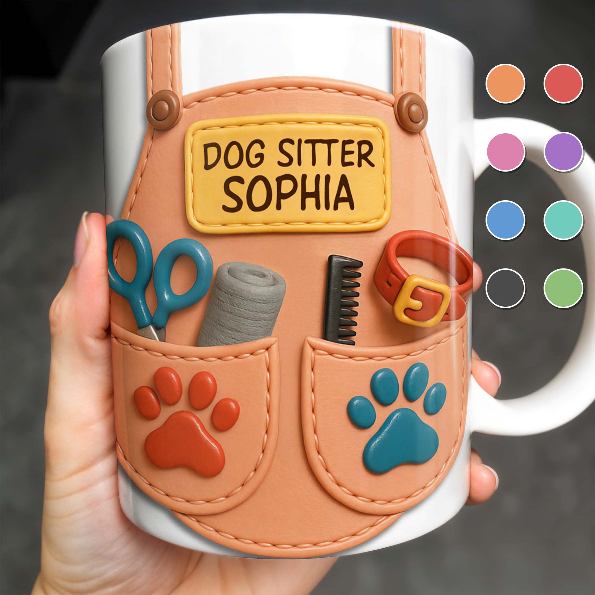 Dog Sitter Customizable Name With Paw Prints And Pet Care Essentials
