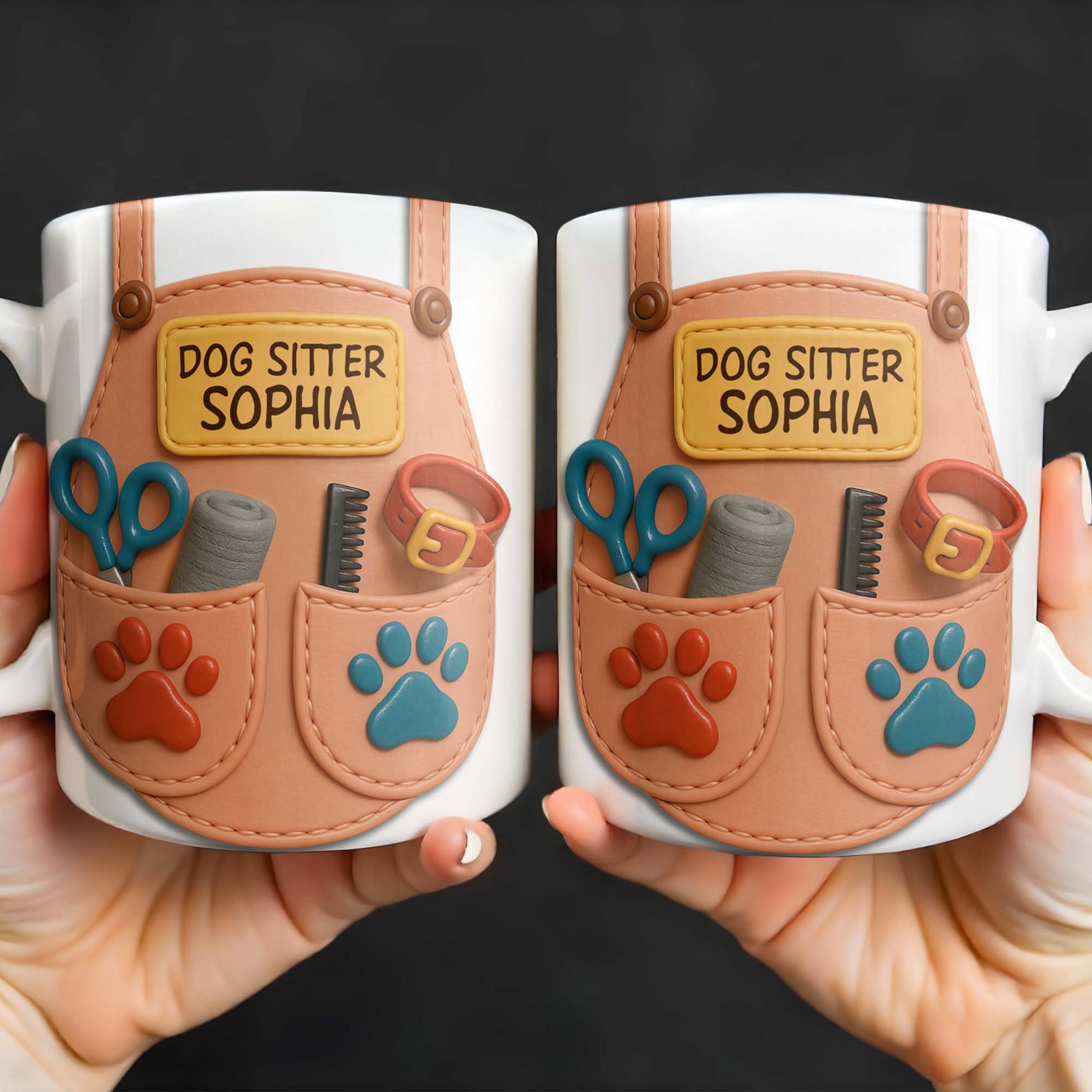 Dog Sitter Customizable Name With Paw Prints And Pet Care Essentials