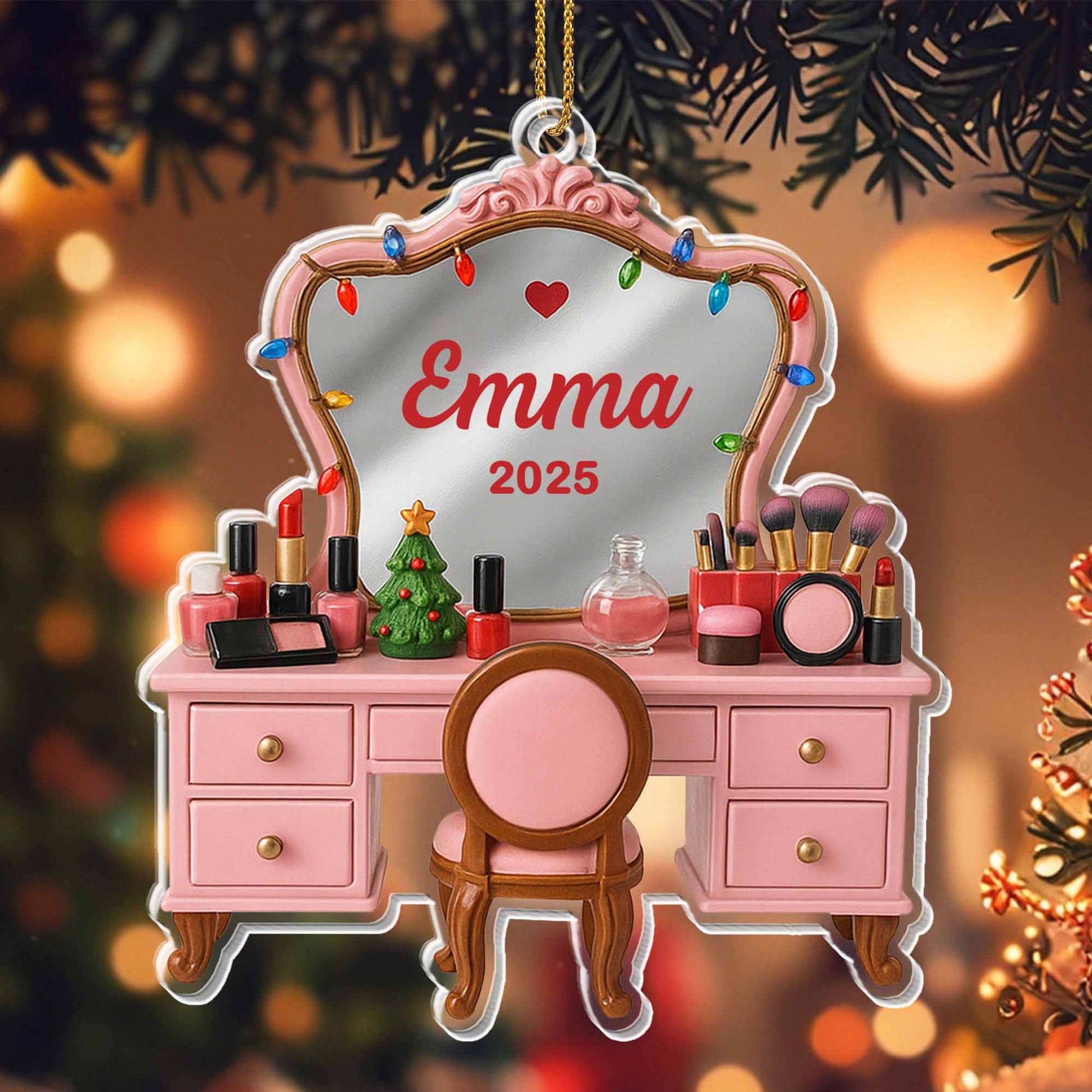 Customize With Your Name And Special Year Makeup Table Setup