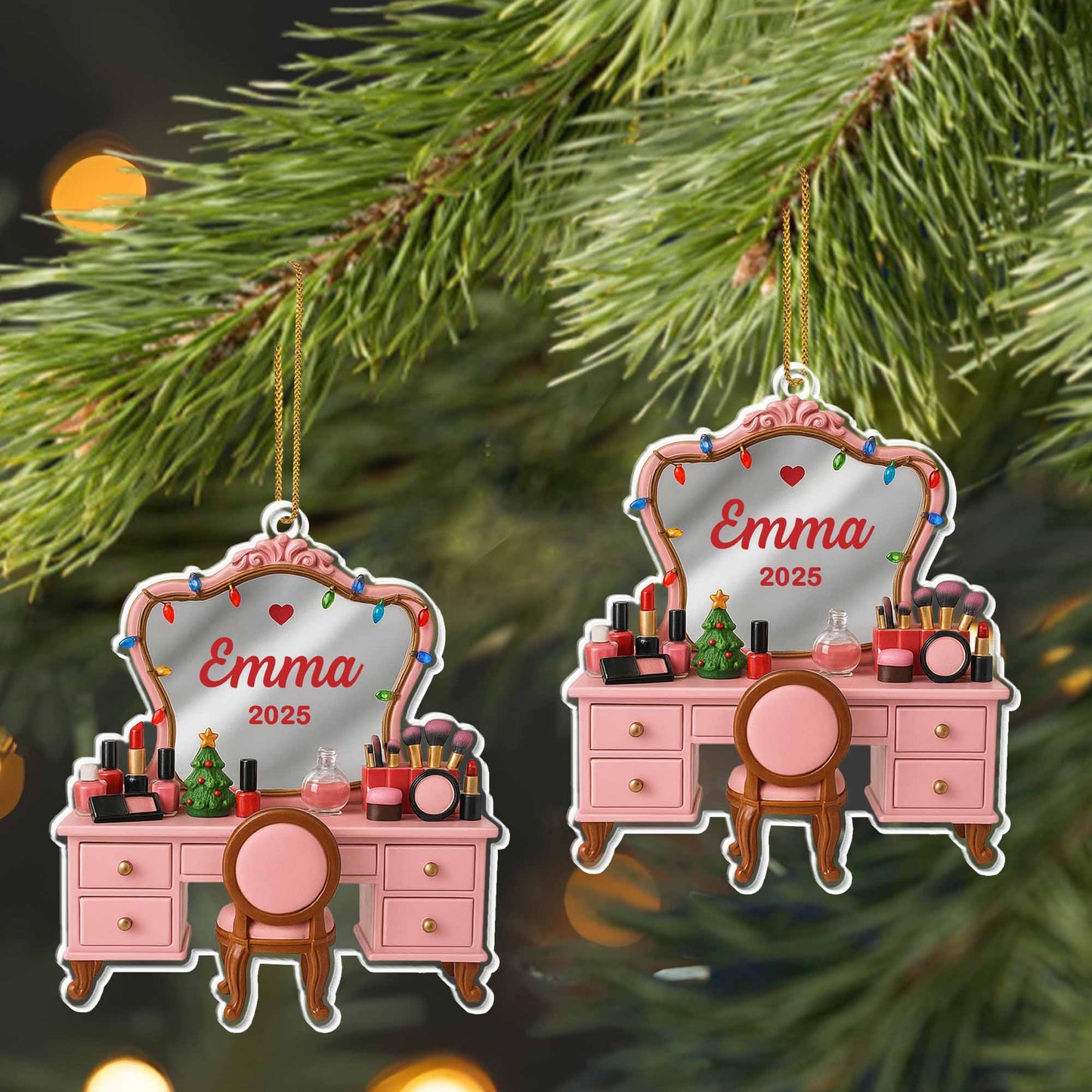 Customize With Your Name And Special Year Makeup Table Setup