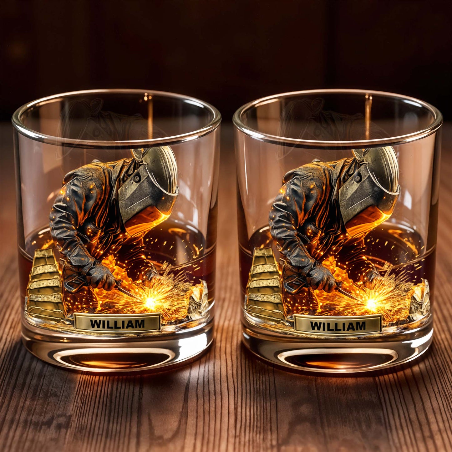 Craftsmanship And Sparks Personalized Whiskey Glass