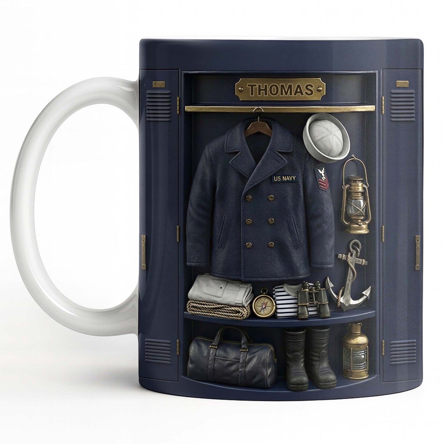 US Navy Locker With Uniform Anchor And Sailor Gear