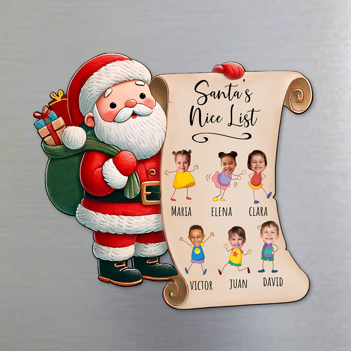 Santa's Nice List Customizable Fridge Magnet - Personalized Custom Fridge Magnet - KID004_MAGN