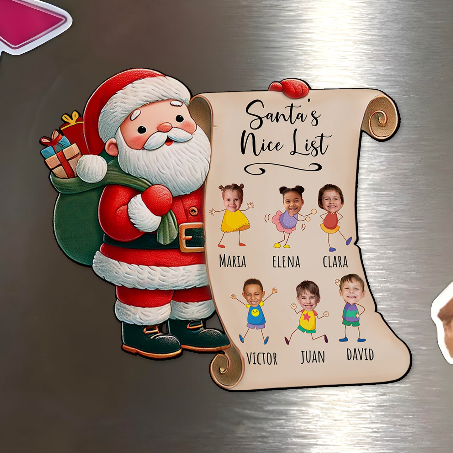 Santa's Nice List Customizable Fridge Magnet - Personalized Custom Fridge Magnet - KID004_MAGN
