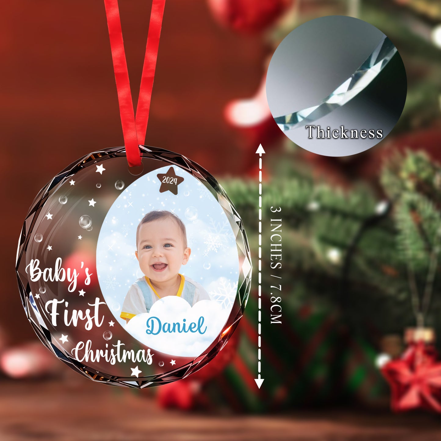 Baby's First Christmas, Featuring Snowflakes and Stars