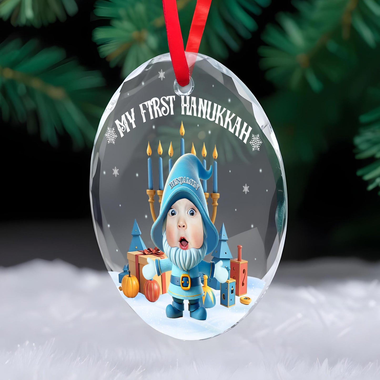 My First Hanukkah With Adorable Baby And Gifts