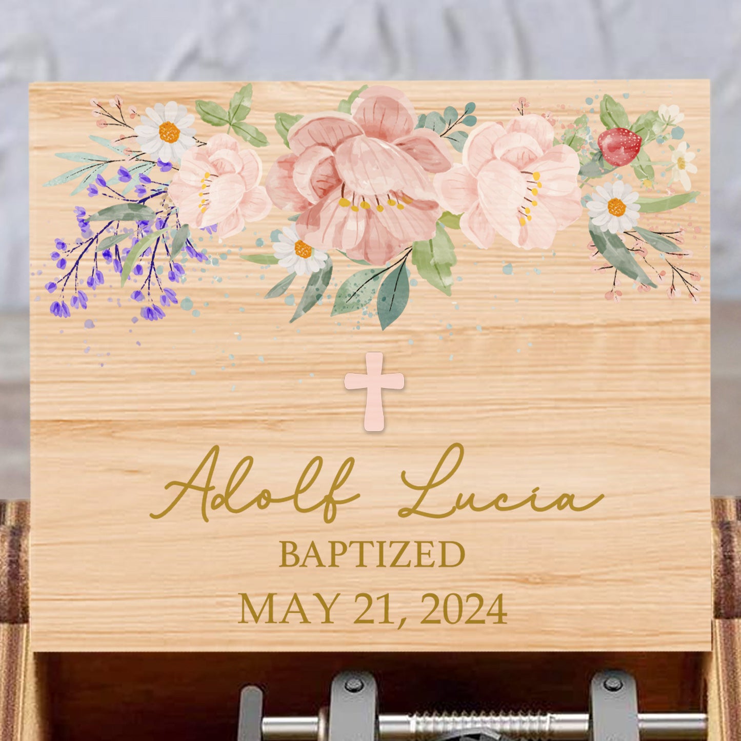 Celebrate A Blessed Baptism With Flowers And Cross