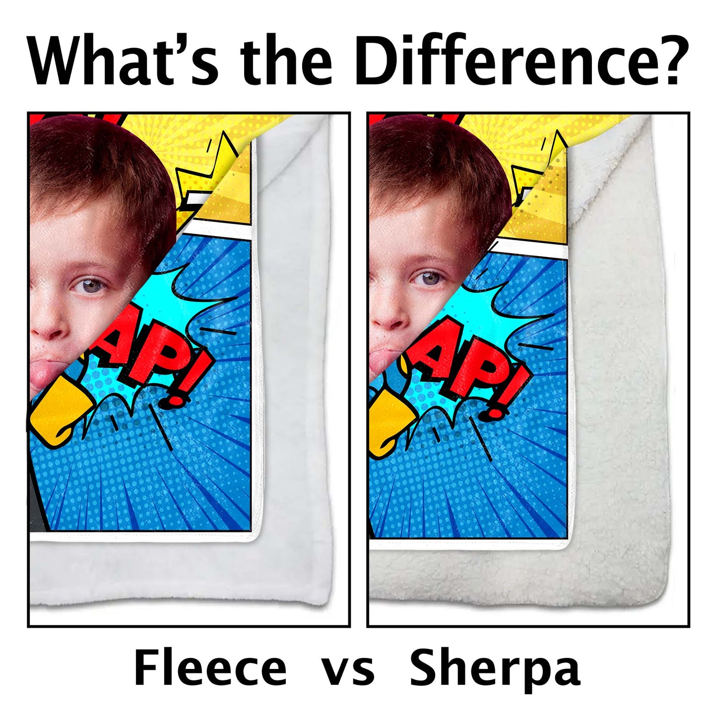 Superhero Adventure Comic Sounds Personalized Blanket - Personalized Custom Blanket - KID019_BLK