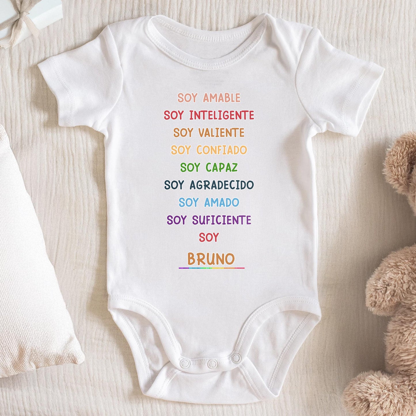Soy Amable, Soy Inteligente, Soy Valiente, Custom Baby Onesie