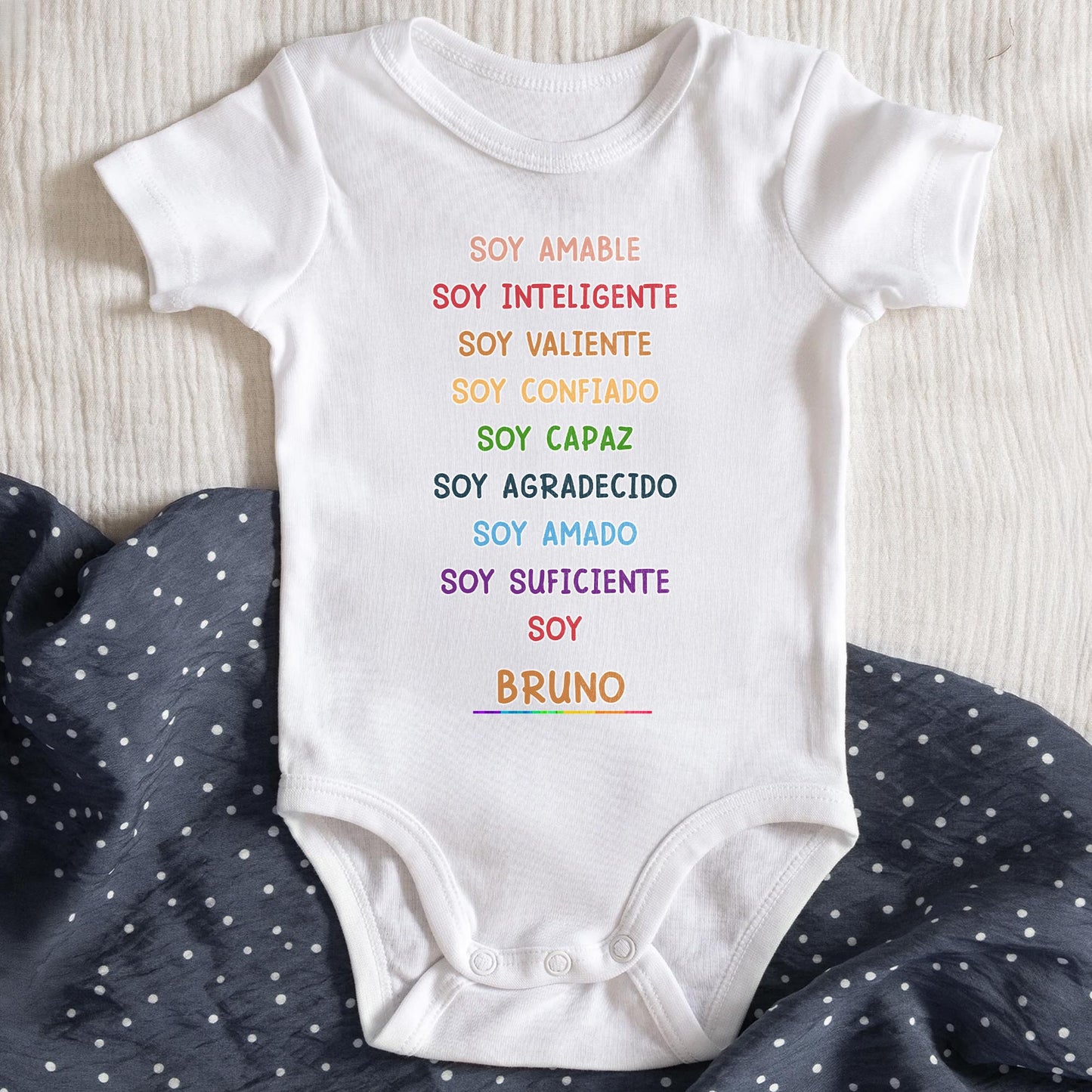Soy Amable, Soy Inteligente, Soy Valiente, Custom Baby Onesie