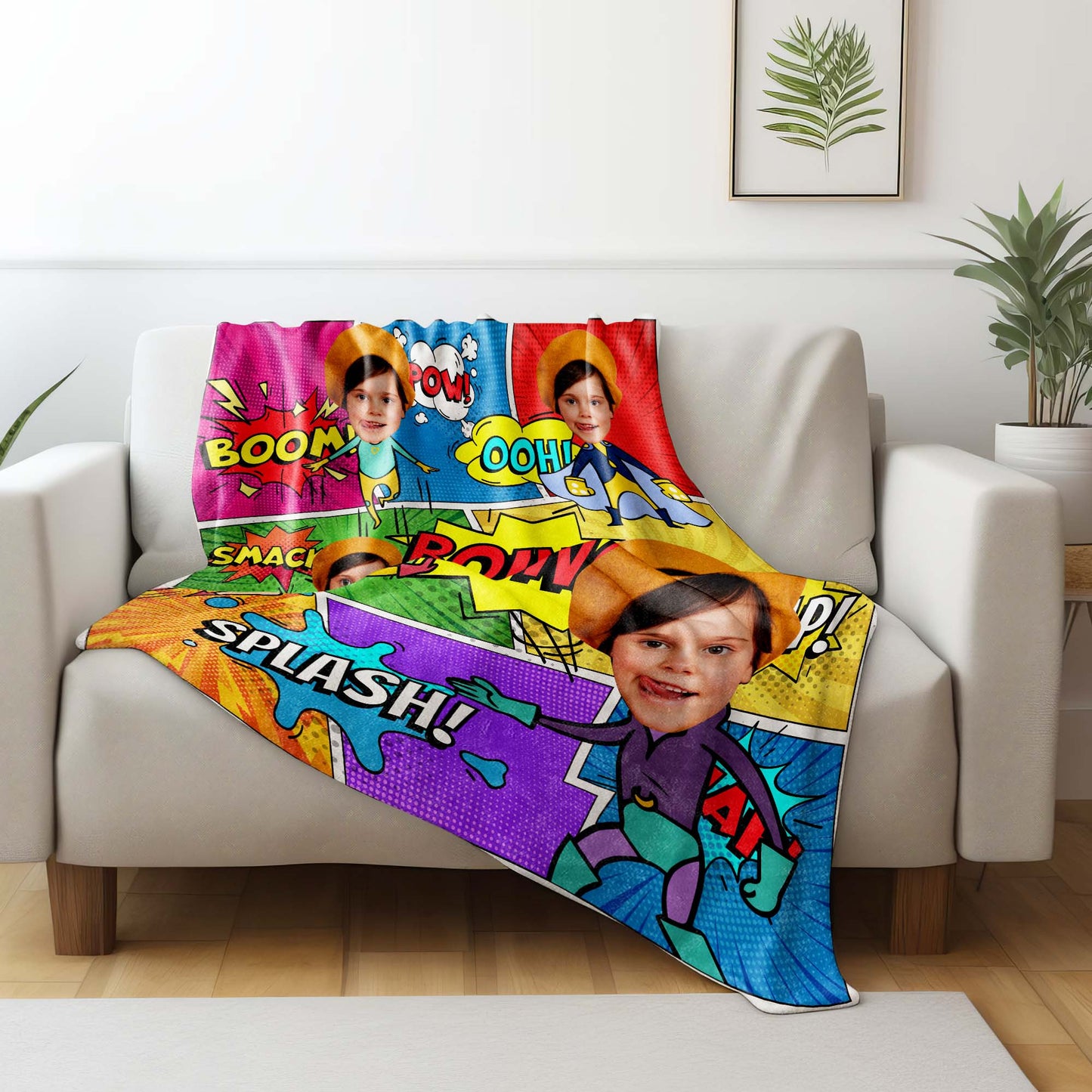 Boom! Pow! Celebrate Heroic Moments With Comic Captions - Personalized Custom Blanket - KID020_BLK