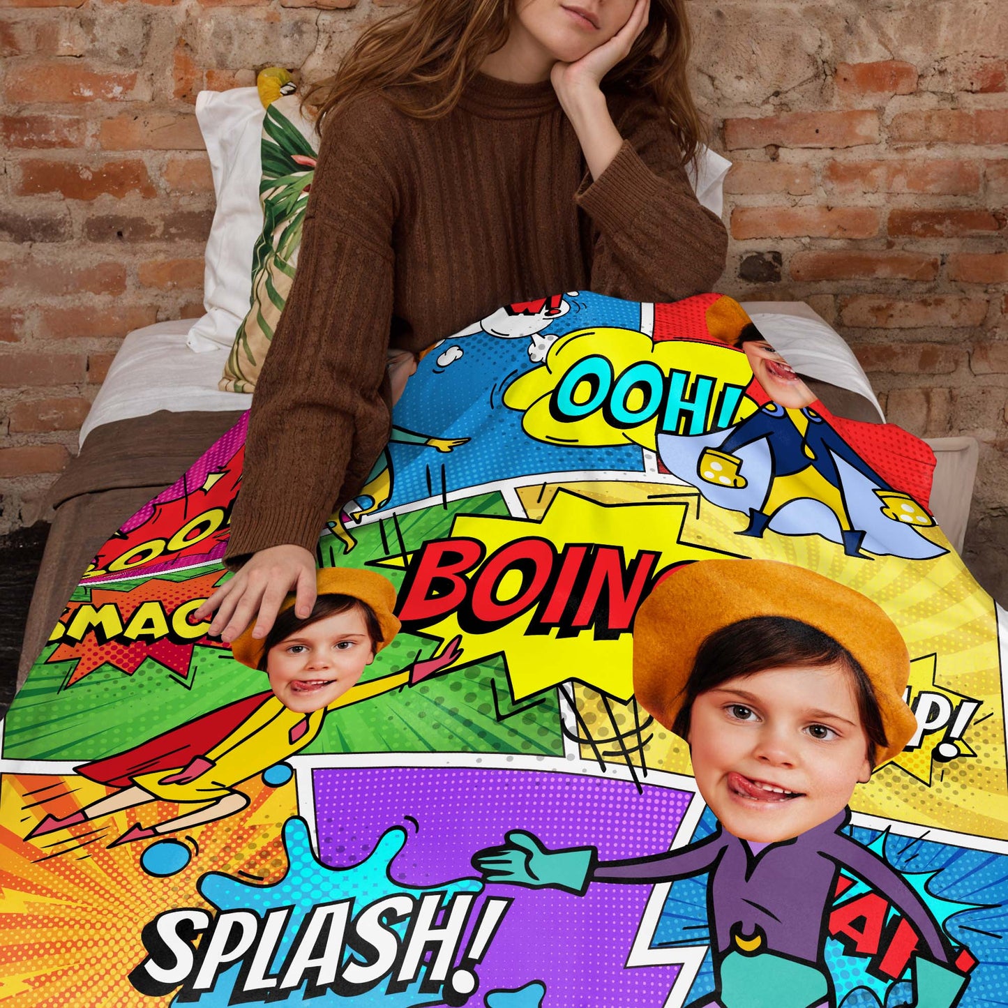 Boom! Pow! Celebrate Heroic Moments With Comic Captions - Personalized Custom Blanket - KID020_BLK