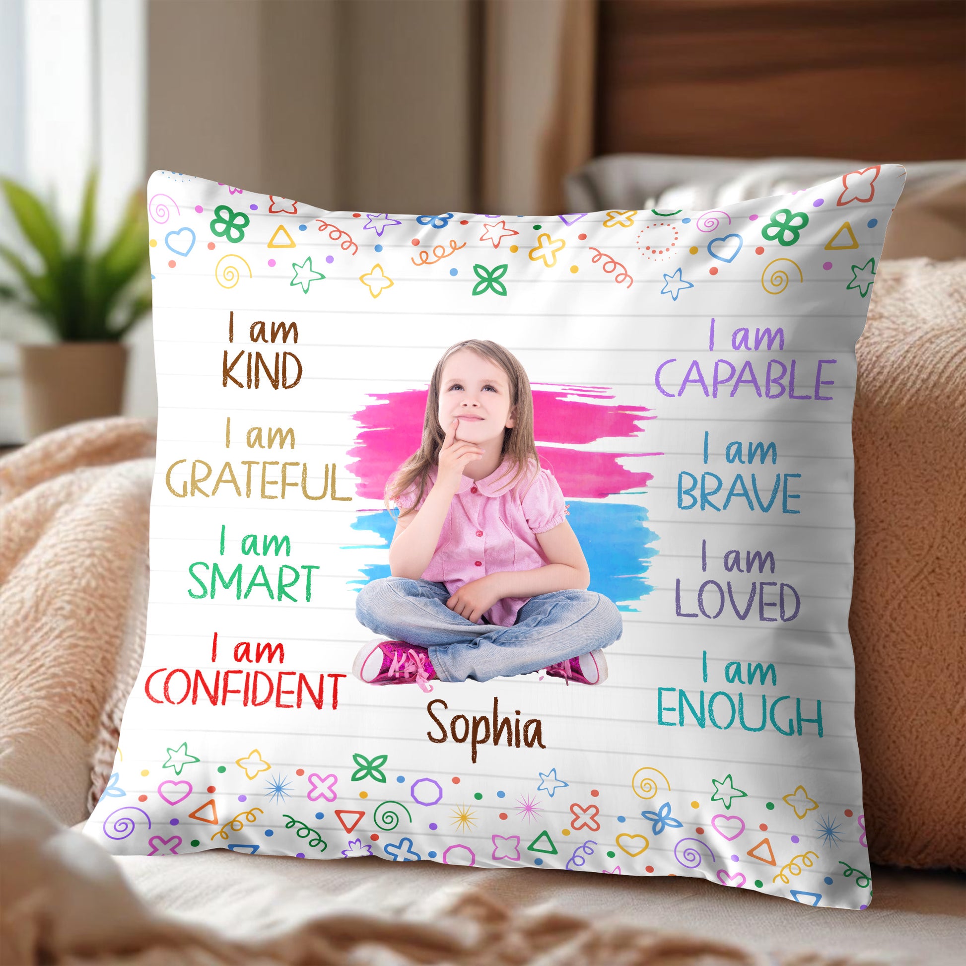 I Am Brave, I Am Loved, Positive Affirmations With Colorful Doodles