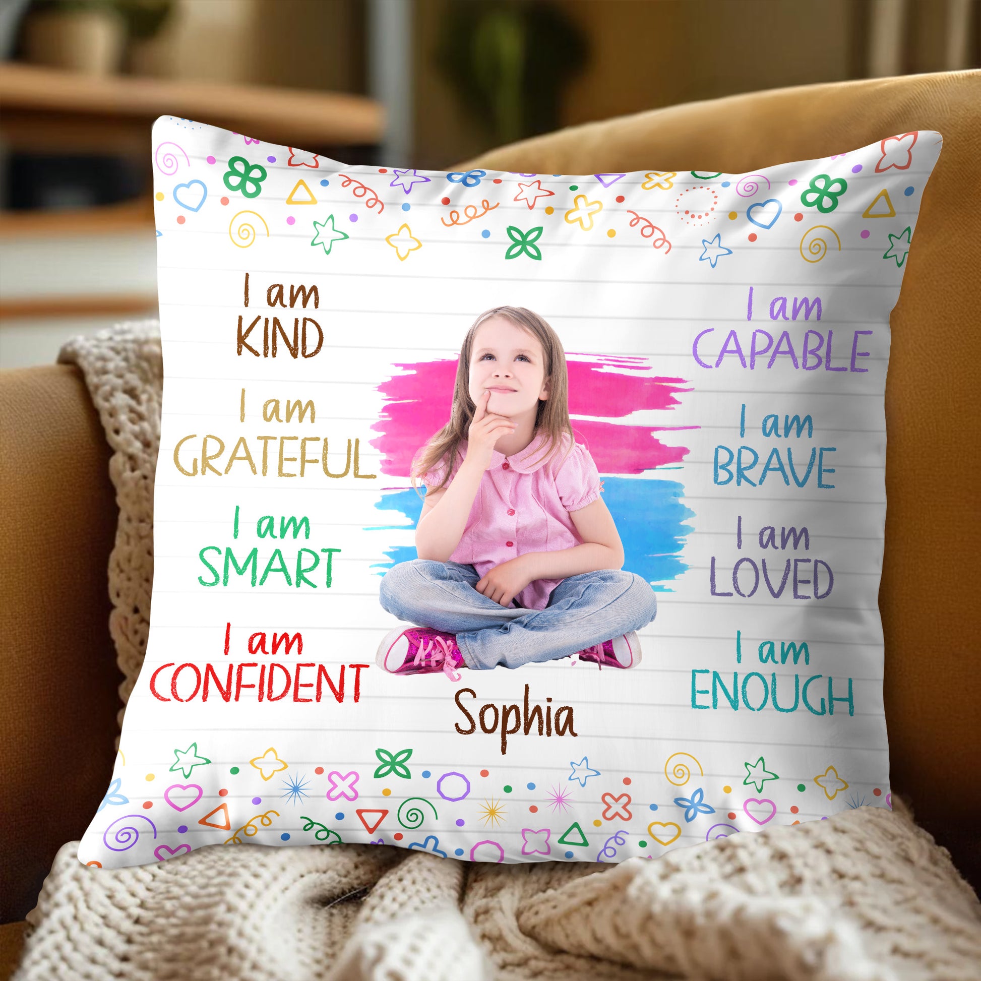 I Am Brave, I Am Loved, Positive Affirmations With Colorful Doodles