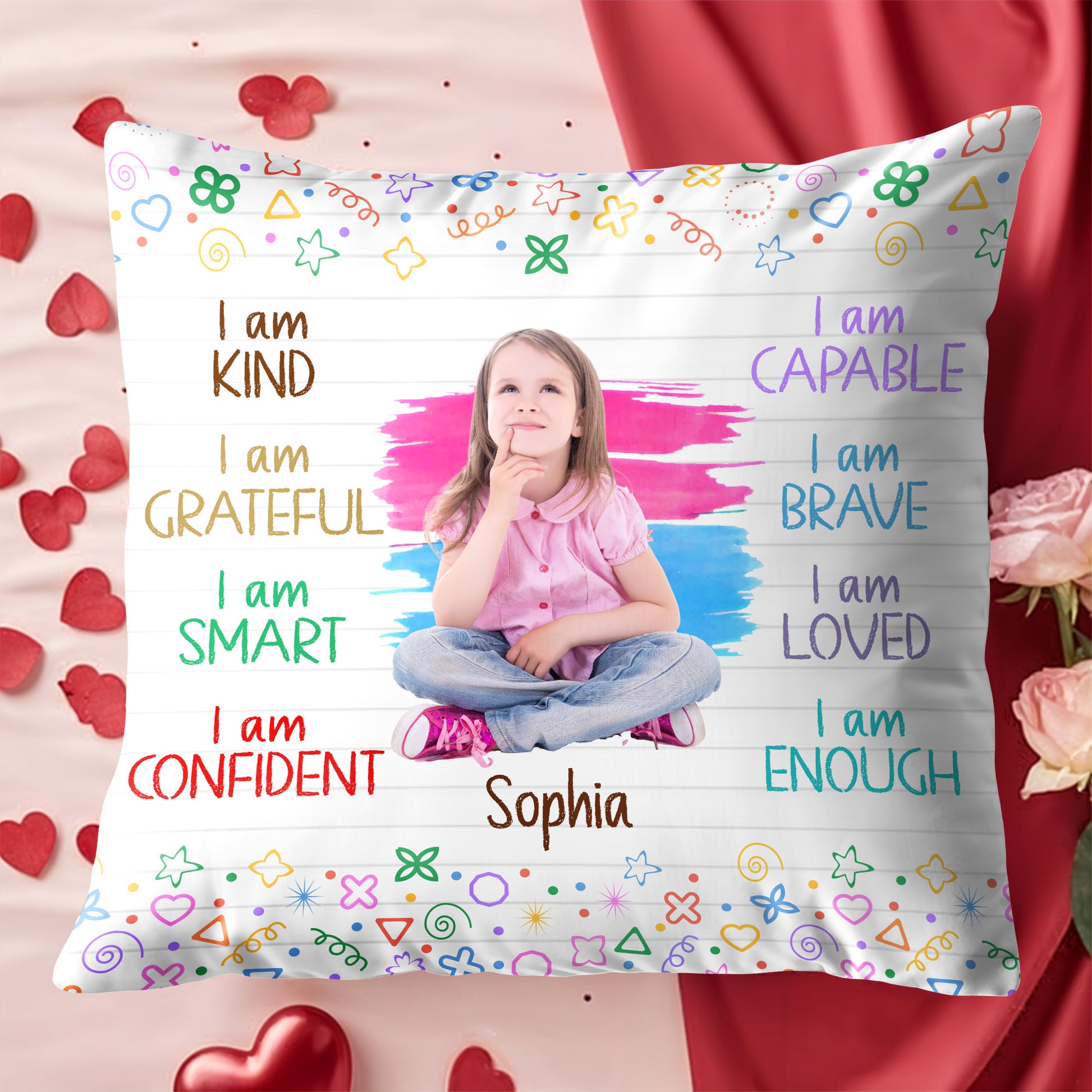 I Am Brave, I Am Loved, Positive Affirmations With Colorful Doodles