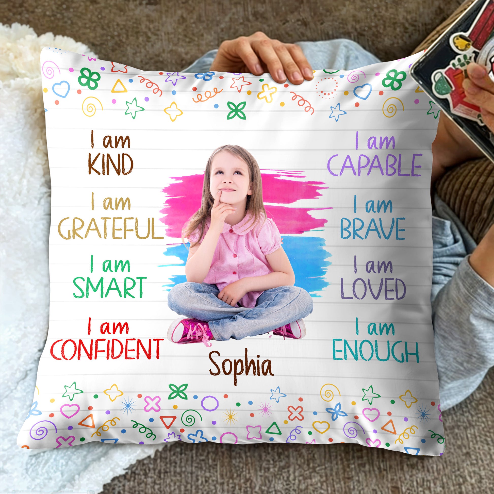 I Am Brave, I Am Loved, Positive Affirmations With Colorful Doodles