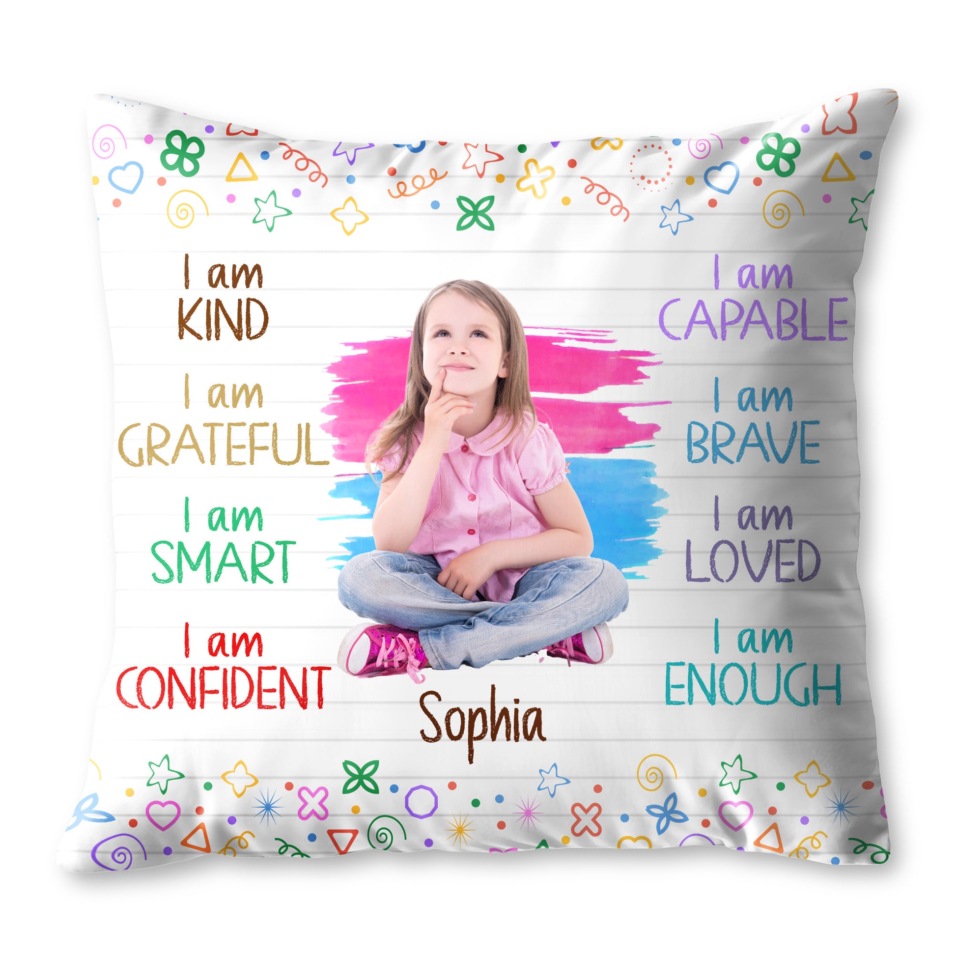 I Am Brave, I Am Loved, Positive Affirmations With Colorful Doodles